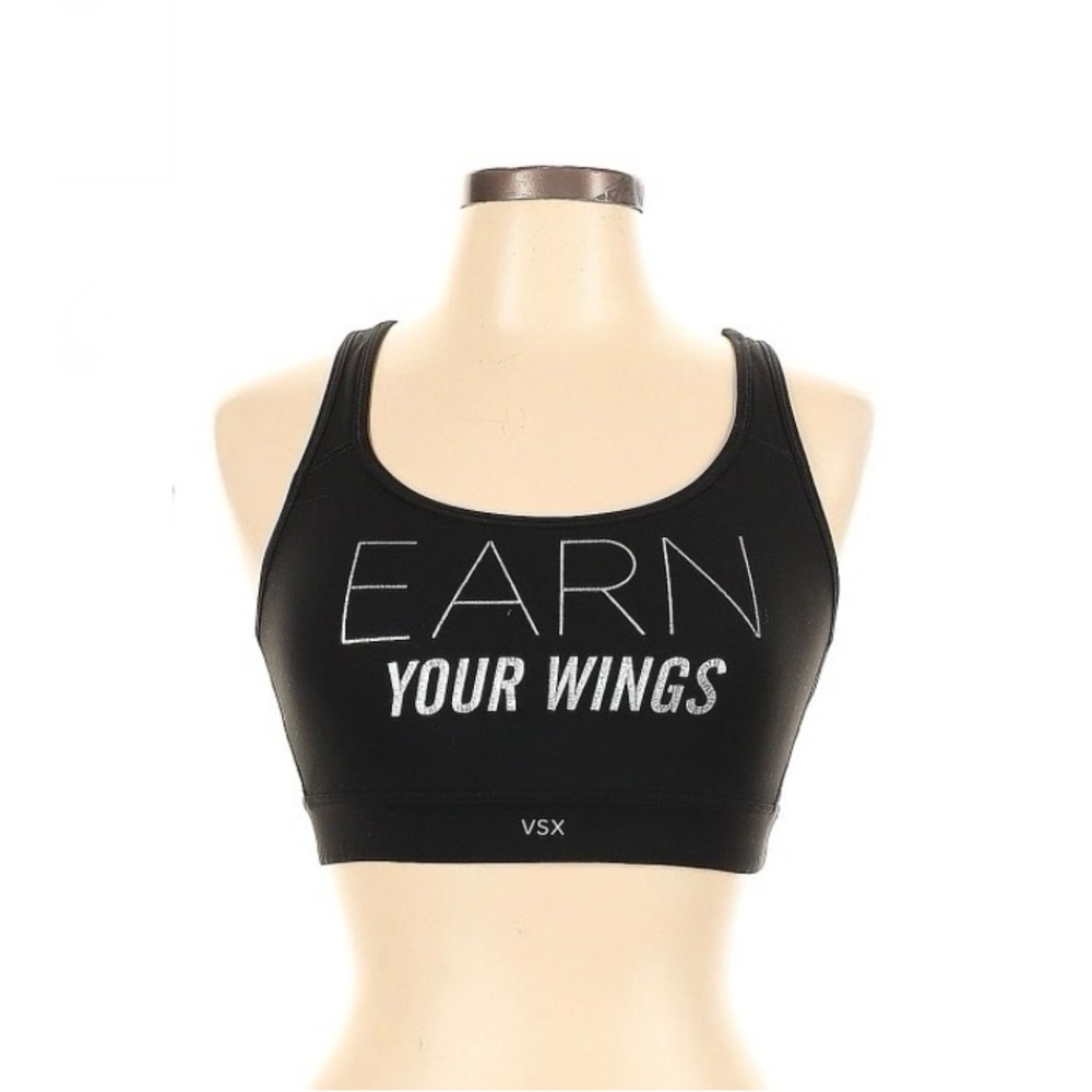 VSX VICTORIA’S SECRET EARN YOUR WINGS BLACK SPORTSBRA large